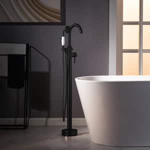Bradbury Single-Handle Freestanding Floor Mount Tub Filler Faucet with Hand Shower in Matte Black