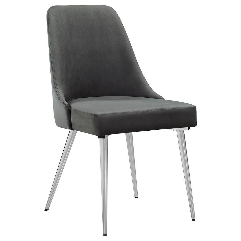 Gray Upholstered Metal High Back Side Chair