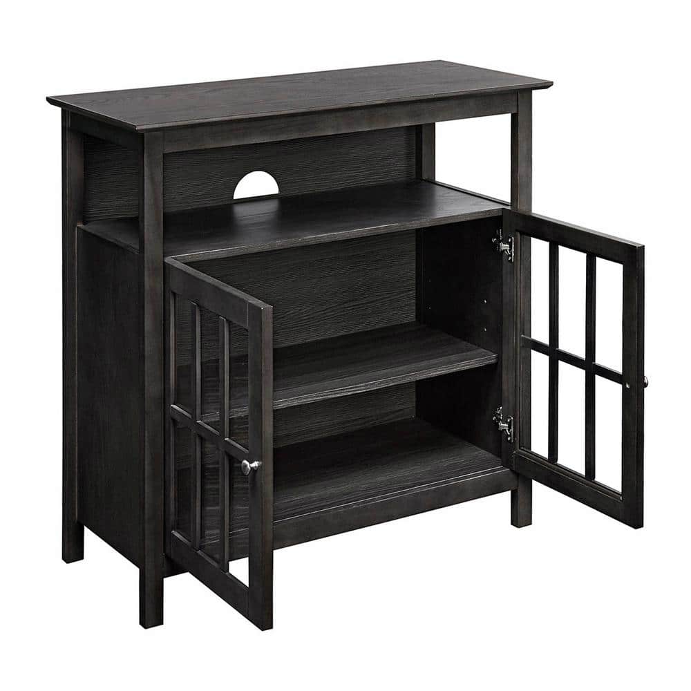 Weathered Gray Solid Wood Highboy TV Stand with Cabinet