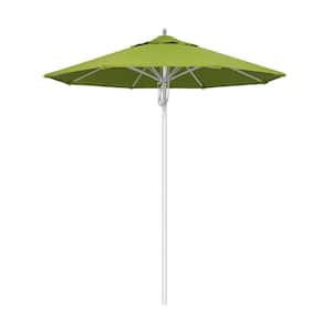 7.5 ft. Silver Aluminum Commercial Market Patio Umbrella Fiberglass Ribs and Pulley Lift in Macaw Sunbrella