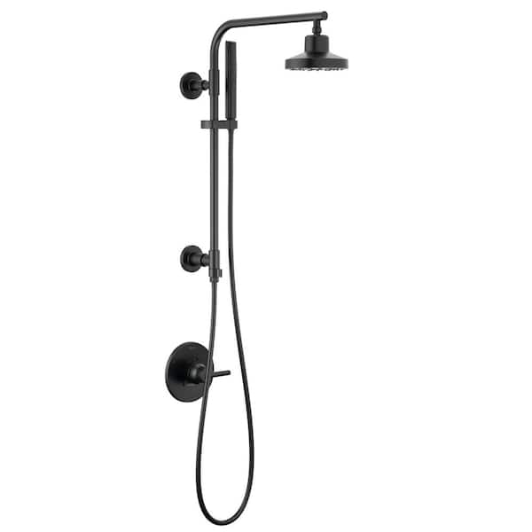 5-Spray Dual Wall Mount Fixed and Handheld Shower Head 1.75 GPM in Matte Black