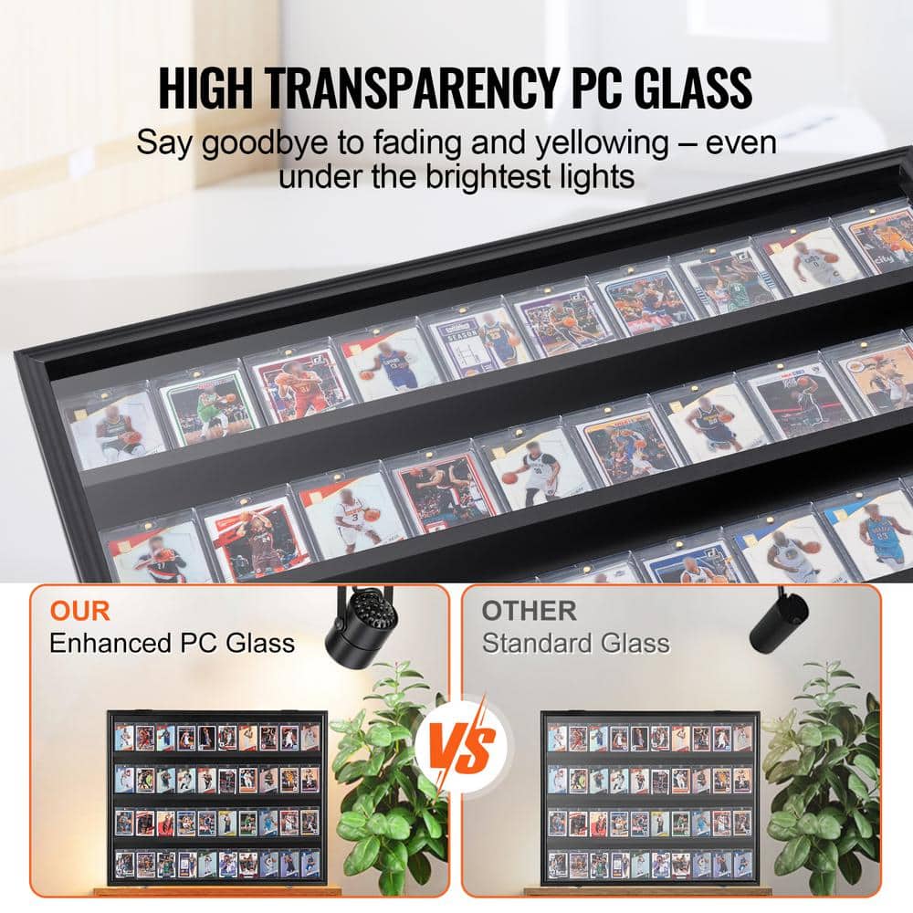 Black Lockable Wall Mounted Sports Card Display Case with UV Protection