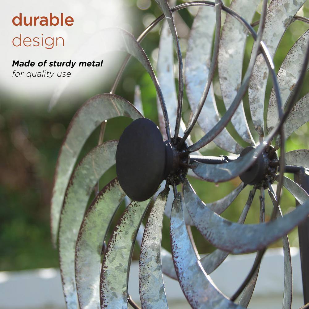 Rustic Galvanized Metal Windmill Garden Stake, 58 Inches
