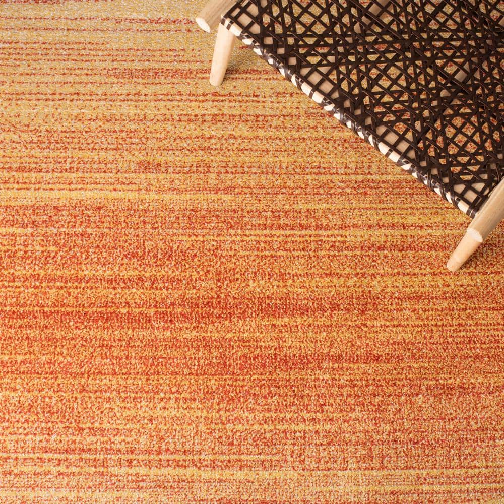 Adirondack 8' x 10' Orange and Red Synthetic Area Rug