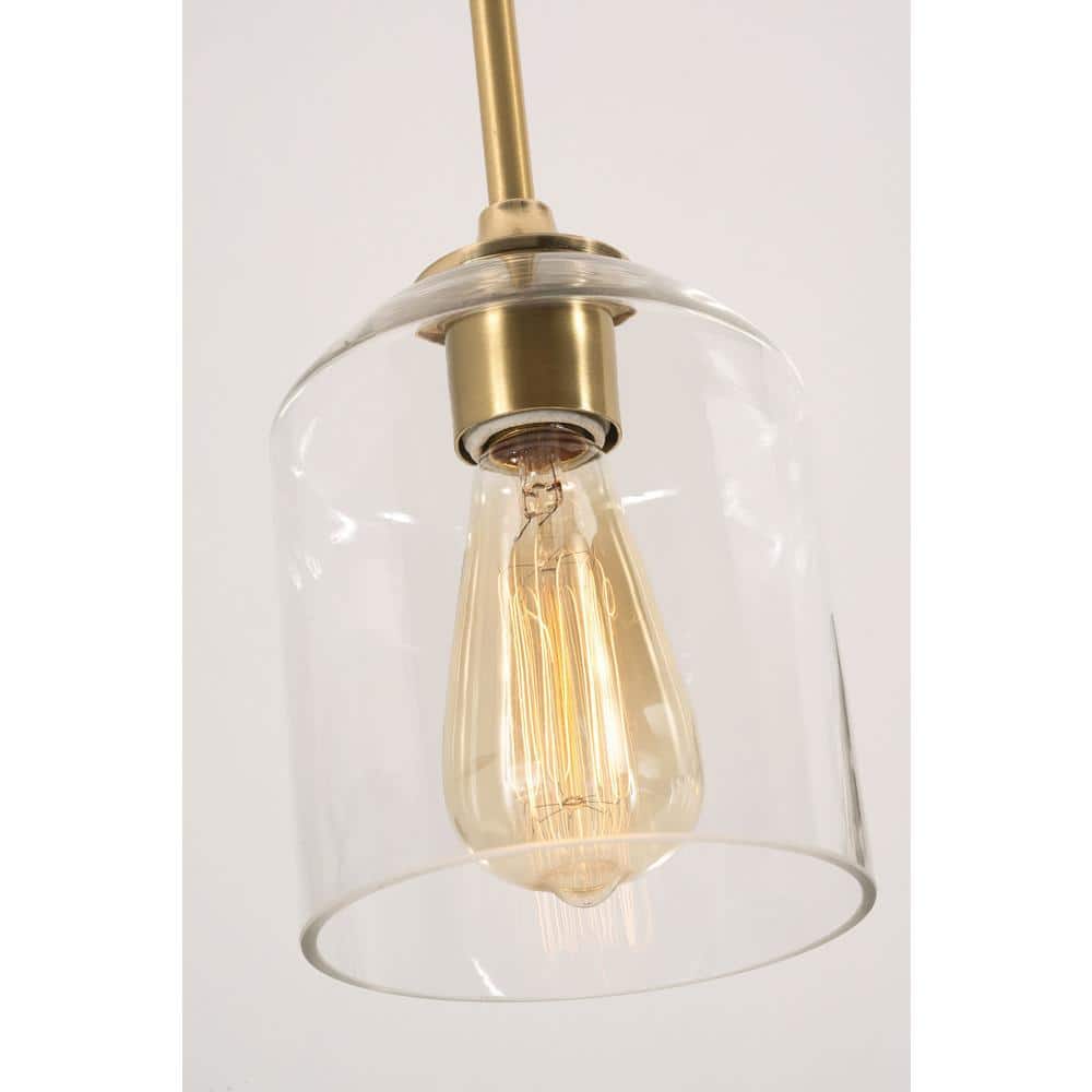 William 36" Satin Nickel and Brass 4-Light Linear Pendant