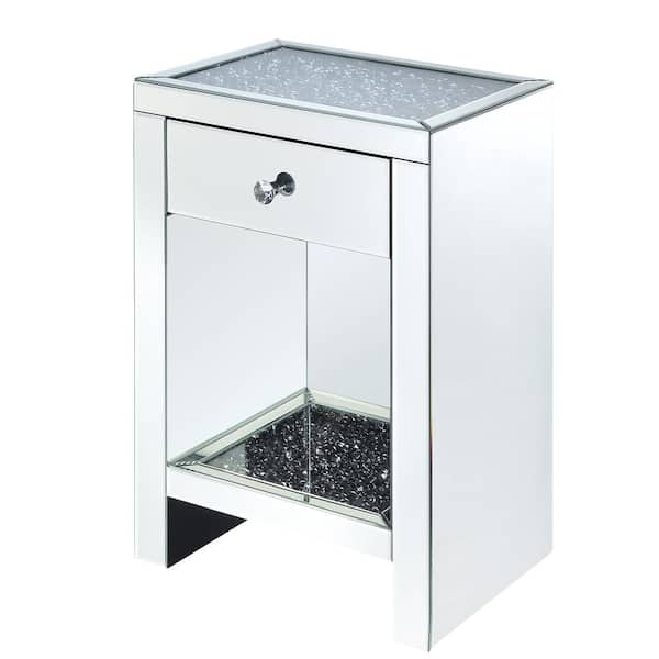 Acme Furniture Noralie 18 in. Mirrored and Faux Diamonds Rectangle Wood Coffee Table