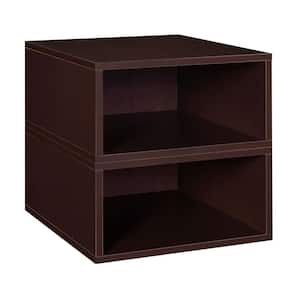 13 in. H x 13 in. W x 13 in. D Brown Wood 2-Cube Organizer