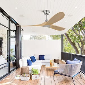60 in. Indoor/Outdoor Nickel Ceiling Fan with Remote and APP Control, Without Light