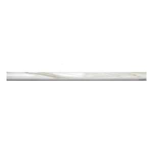 Large Format Tile and Trims 0.6 in. x 12 in. White Marble Polished Pencil Liner Tile Trim (0.5 sq. ft./case) (10-pack)