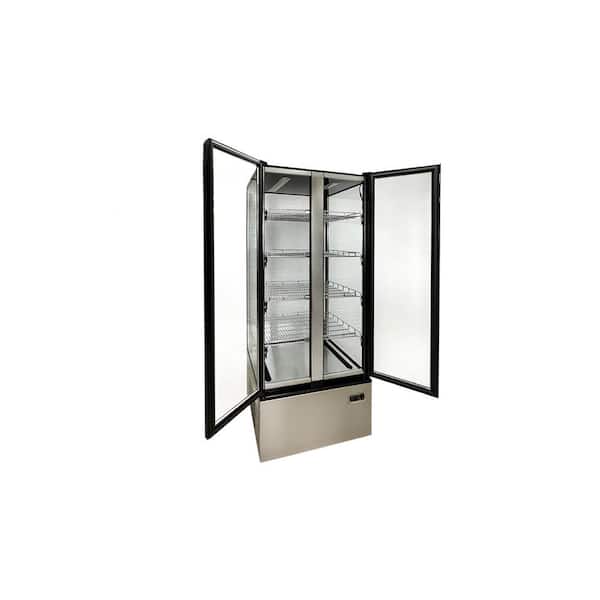 Elite Kitchen Supply 33.54 in. 21.2 cu. ft. NSF 4 Sided Glass Refrigerator Display Case Bakery ECL600 Black