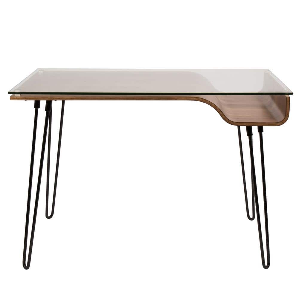 Contemporary Black and Brown Home Office Desk with Drawer