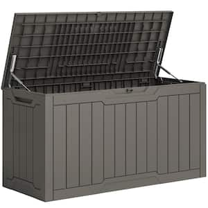 80 Gal. Light Brown Waterproof Resin Outdoor Deck Box