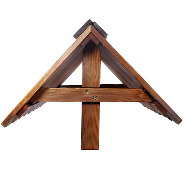 Brown Outdoor Wood Rustic Wishing Well Planter with Hanging Bucket