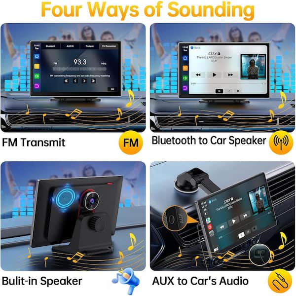 Lukyamzn 9 in. Wireless Apple/Android CarPlay for Car Stereo