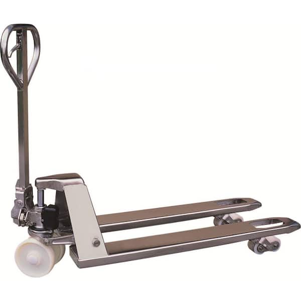 Eoslift 304 Stainless Steel 4400 lbs. 27 in. x 48 in. Manual Pallet Truck German Seal System with Nylon Wheels