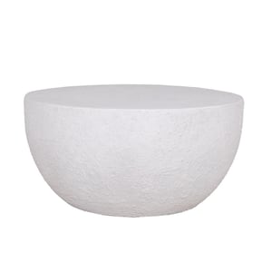 29.125 in. Dia x 14.125 in. H Oyster White Plaster Outdoor Coffee Table