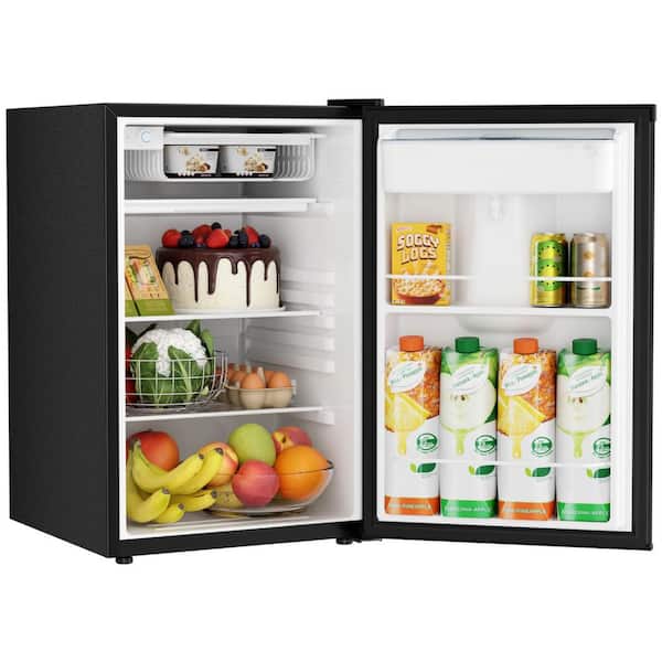 20 in. 4.4 cu. ft. Compact Mini Refrigerator in Black with Top Freezer and Built-In Water Dispenser