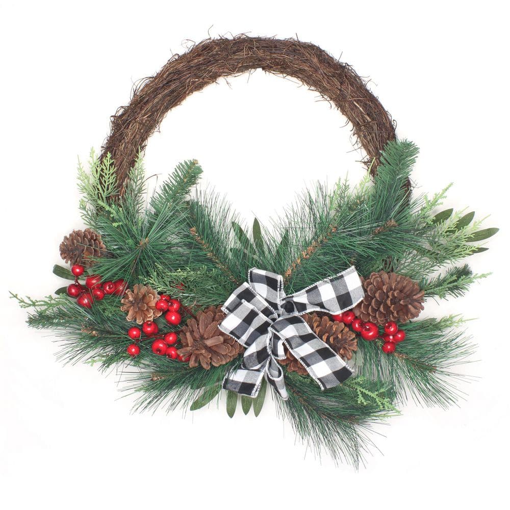 24 in. Artificial Christmas Mixed Pine and Berries Wreath price history on PriceWatchPro