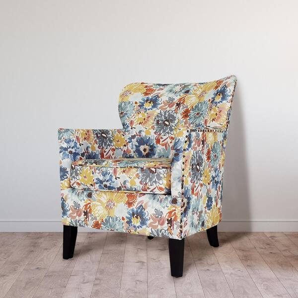 navy blue floral chair