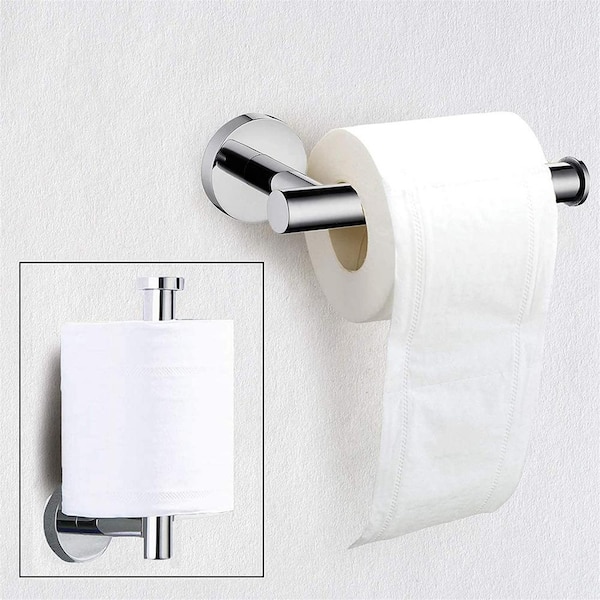 Bathroom Wall-Mounted Paper Tissue Roll Holder Polished Chrome Square Design 