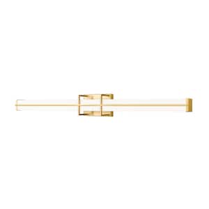 Harrison 40 In. Modern Gold Integrated LED Vanity Light with Frosted Plastic Shade