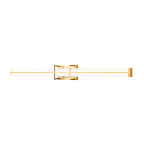 Unbranded Harrison 40 In. Modern Gold Integrated LED Vanity Light with Frosted Plastic Shade