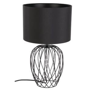 Nimlet 8.56 in. W x 20.20 in. H 1-Light Black Wire Frame Base Table Lamp with Black Fabric Drum Shade