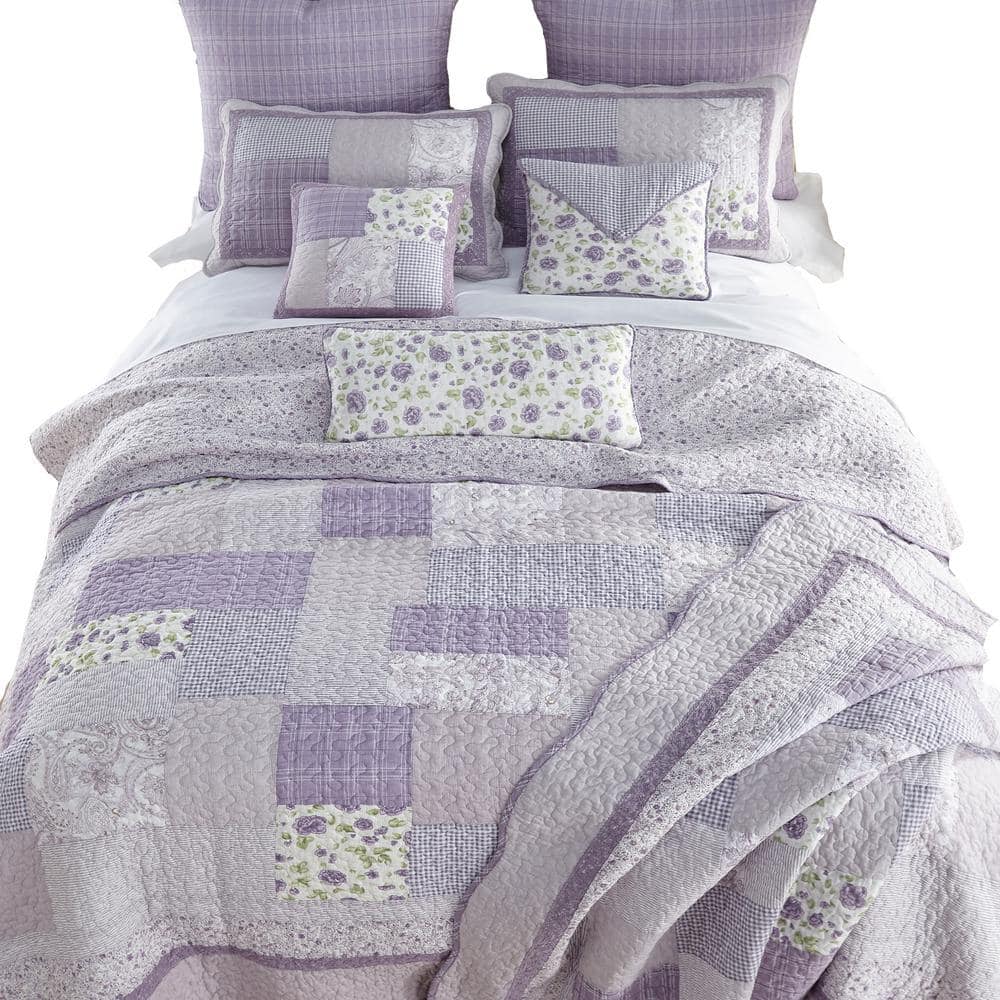 UPC 754069002634 product image for Lavender Rose 2-Piece Purple Cotton Quilt Set | upcitemdb.com