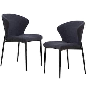 Set of 2 Upholstered Side Chairs Dining Kitchen Chairs with Metal Legs,Dark Grey