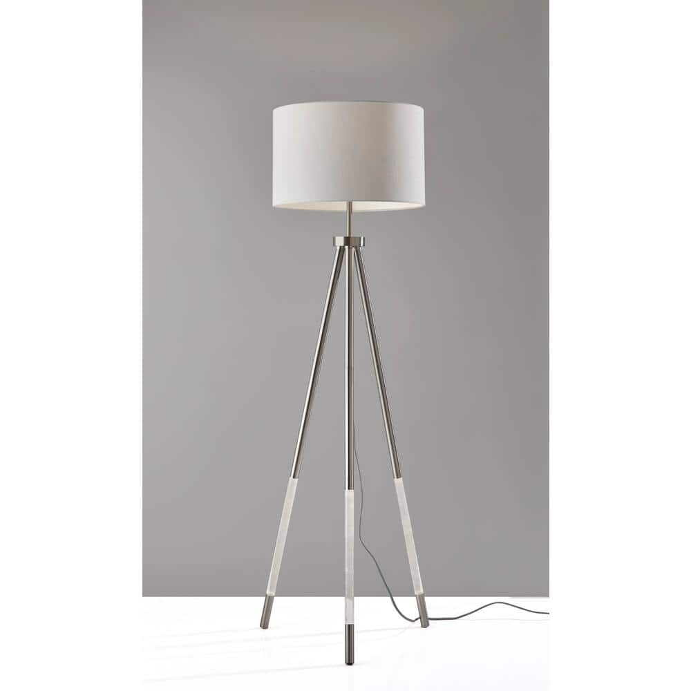 White Tripod Floor Lamp with LED Nightlight
