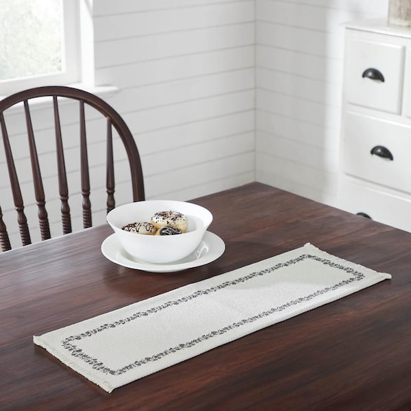 VHC Brands Finders Keepers 8 in. W x 24 in. L White Floral Cotton Table Runner