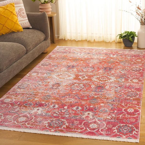 Vintage Persian 3 ft. x 5 ft. Red/Orange Distressed Floral Oriental Area Rug