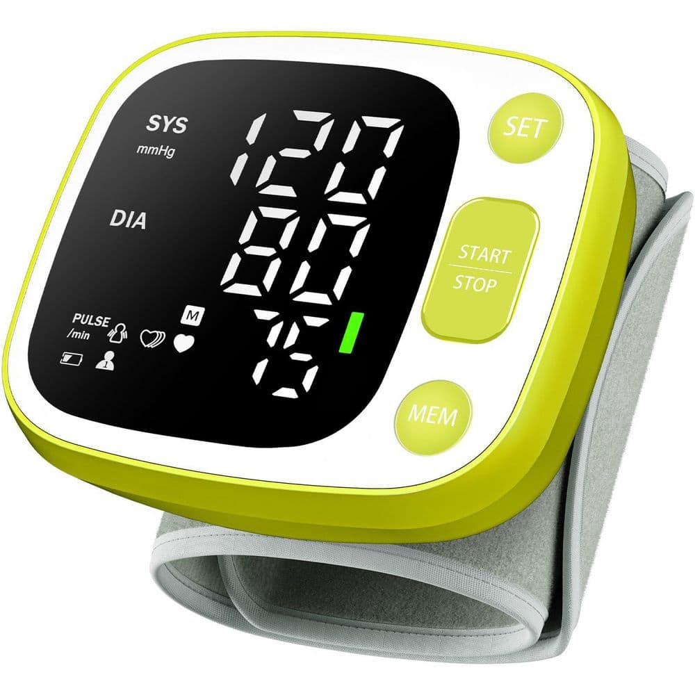 Green Rechargeable Wrist Digital Blood Pressure Monitor, Bp Machine with Led Backlit Display Voice Broadcast price history on PriceWatchPro