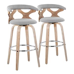 Lumisource Gardenia 29.25 in. Light Grey Faux Leather, White Washed Wood  and Black Metal Bar Stool with Round Footrest (Set of 2) B30-GARDPU-GRTZQ2  WWLGY2 - The Home Depot