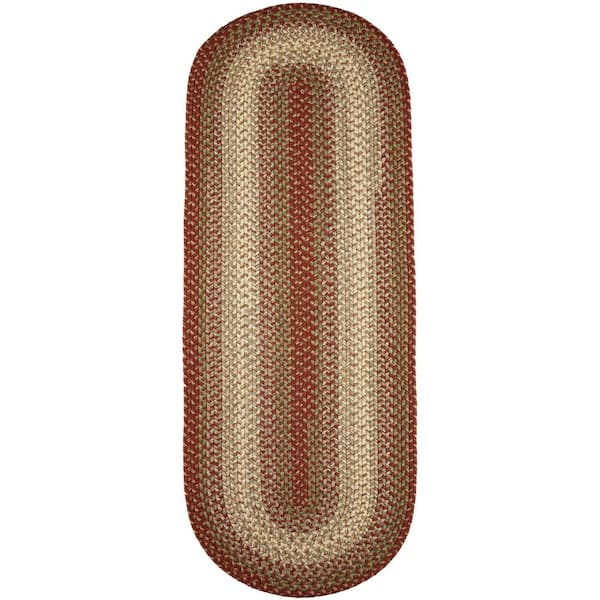 Rhody Rug Ombre Warm Earth 2 ft. x 8 ft. Indoor/Outdoor Braided Runner Rug