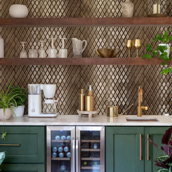 Hudson Kite Gold 10 in. x 12 in. Porcelain Floor and Wall Mosaic Tile (8.56 sq. ft. /Case)