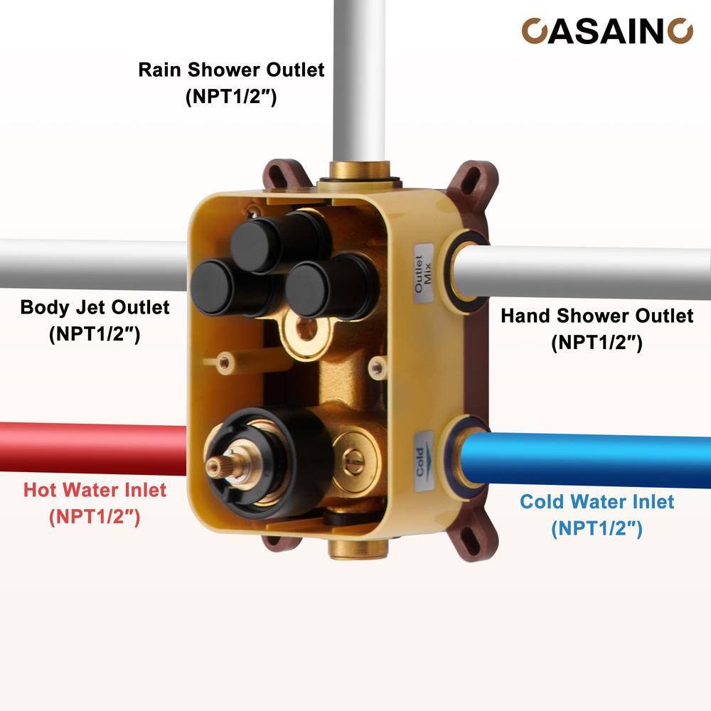 Matte Black Thermostatic Rain Shower System with Digital Display