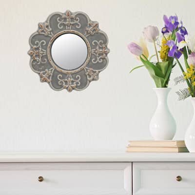 Small Round Gray Casual Mirror (7.874 in. H x 7.874 in. W)