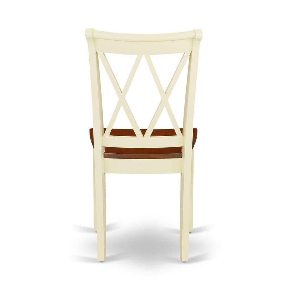 Buttermilk and Cherry Round Dining Table Set with X-Back Chairs