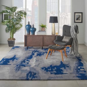 Symmetry Grey/Blue 8 ft. x 10 ft. Abstract Contemporary Area Rug