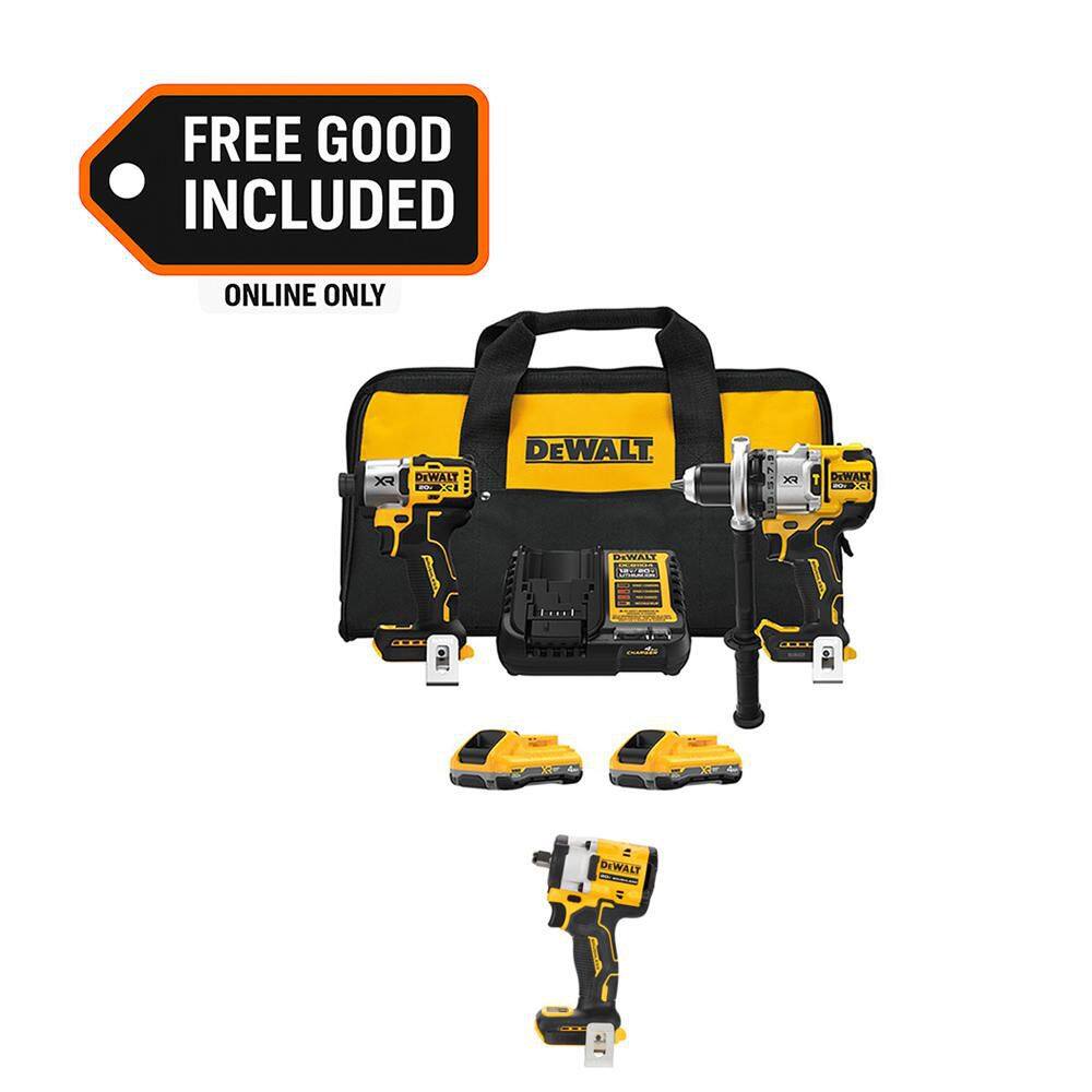 20-Volt MAX Lithium-Ion Cordless 2-Tool Combo Kit & Brushless 1/2 in. Impact Wrench w/ (2) 4 Ah Batteries, Charger & Bag price history on PriceWatchPro