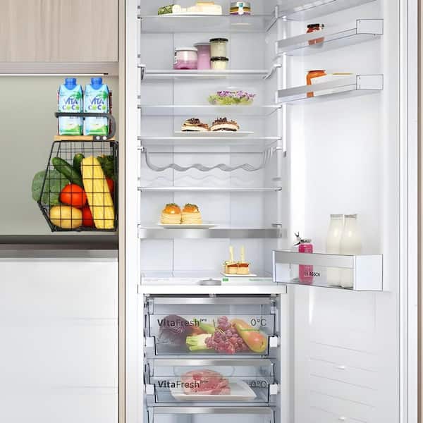 Wudkey Black Magnetic Basket Shelf for Fridge with Lid, Pantry