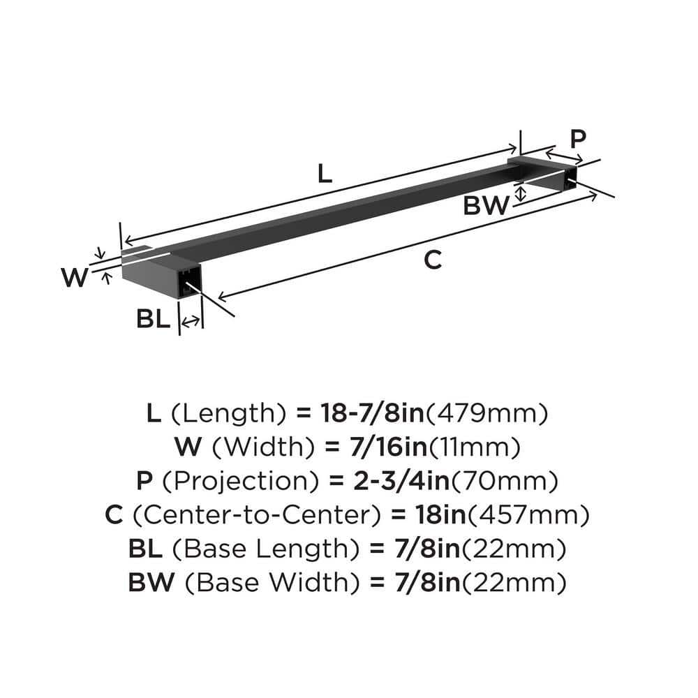 Monument 18 Inch Matte Black Wall Mounted Towel Bar