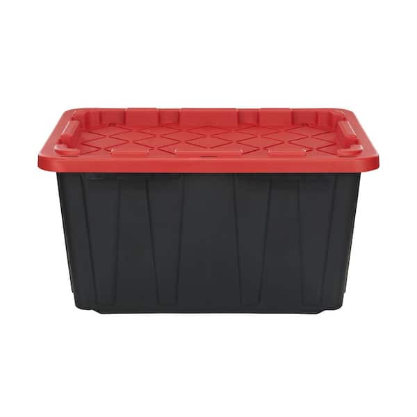 Hdx 27 Gal Tough Storage Bin In Red Lid 206217 The Home Depot Hdx 27 Gal Tough Storage Bin In Red Lid 206217 The Home Depot