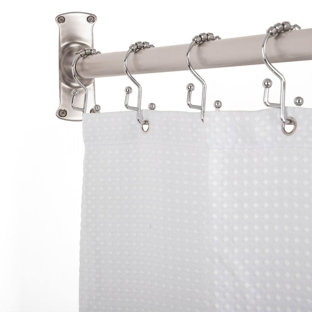 Brushed Nickel L-Shaped Wall Mounted Shower Curtain Rod