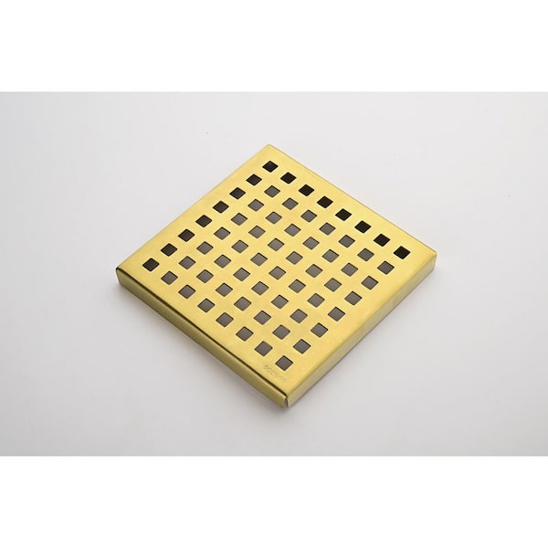 6 in. Grid Floor Stainless Steel Shower Drain in Brushed Gold