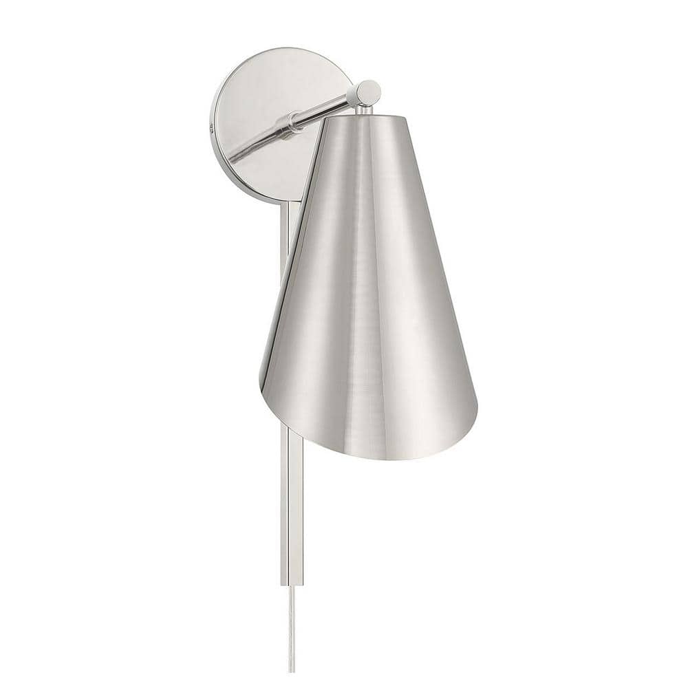 Polished Nickel Metal Shade Dimmable Wall Sconce