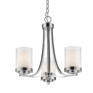 Lagoon 3-Light Matte Black Chandelier with Glass Shade 703-3-MB