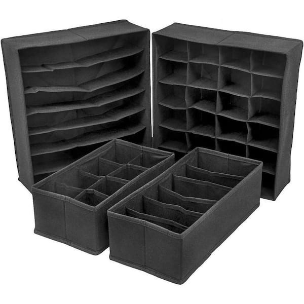 13.18 in. H x 3.54 in. W x 6.1 in. D Black Foldable Fabric Drawer Dividers Cube Storage Bin (4-Pack)