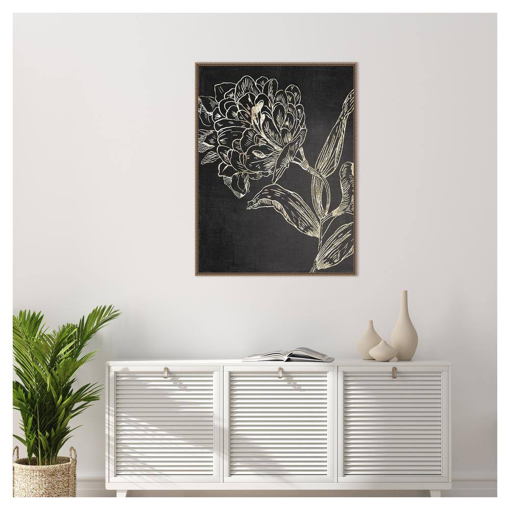 Golden Flower Folklore II Bronze Framed Canvas Art Print